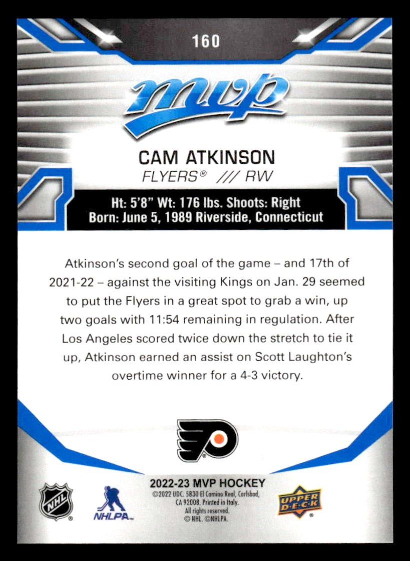 2022-23 Upper Deck MVP #160 Cam Atkinson Blue Script