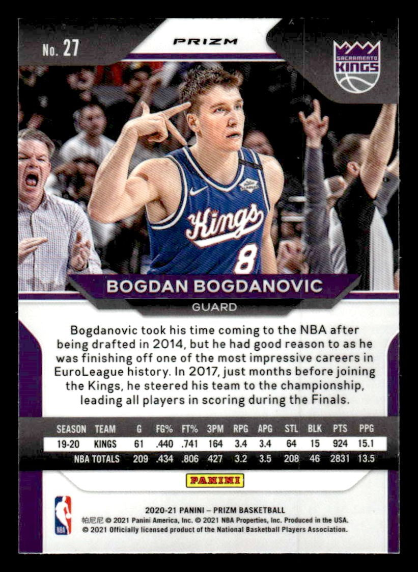 2020-21 Panini Prizm #27 Bogdan Bogdanovic Silver Prizms