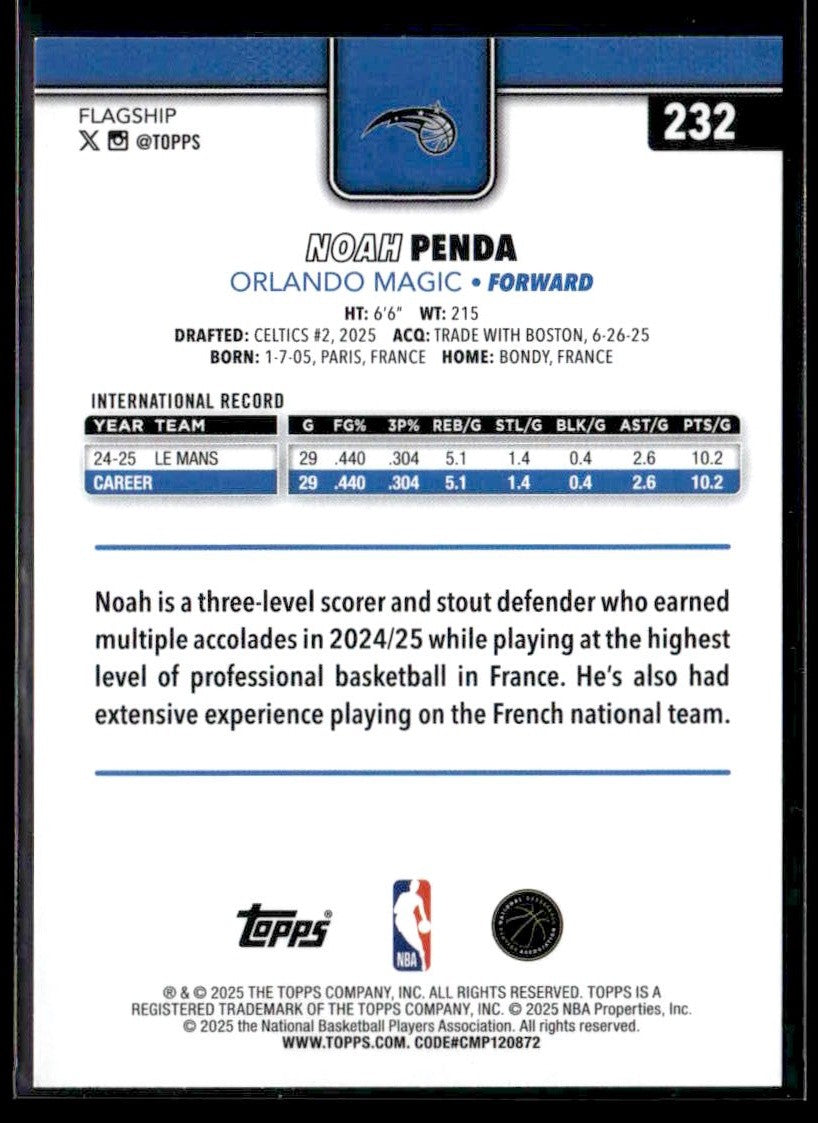 2025-26 Topps #232 Noah Penda