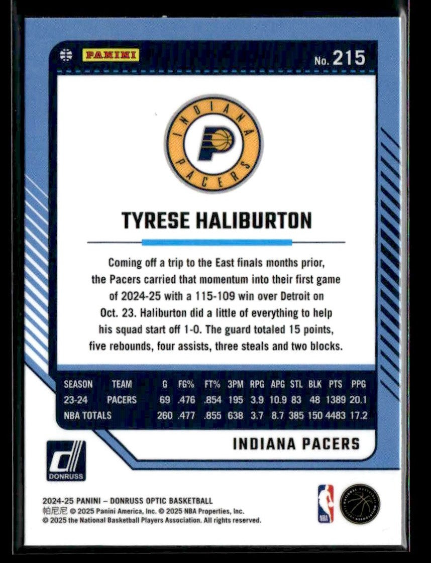 2024-25 Donruss Optic #215 Tyrese Haliburton