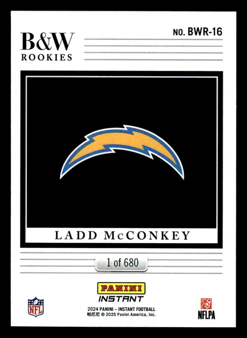 2024 Panini Instant NFL Black & White Rookies #BWR-16 Ladd McConkey
