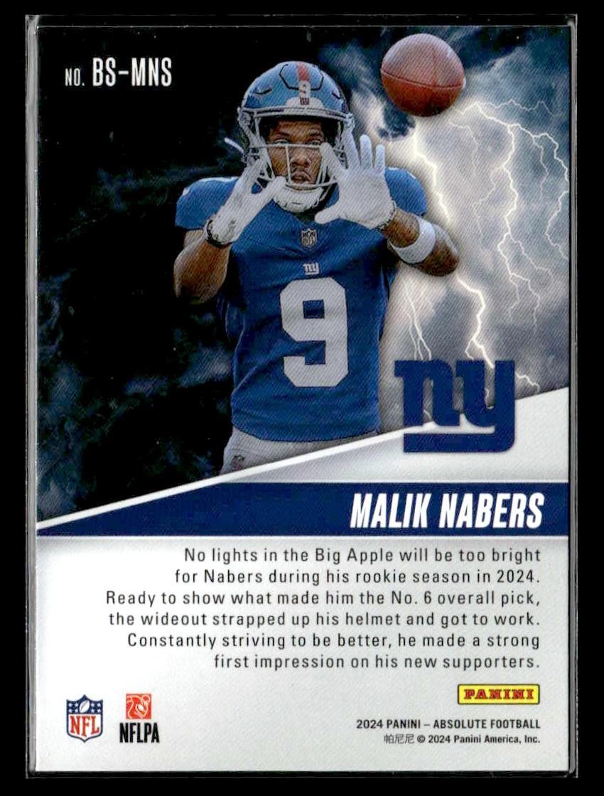 2024 Panini Absolute #BS-MNS Malik Nabers By Storm