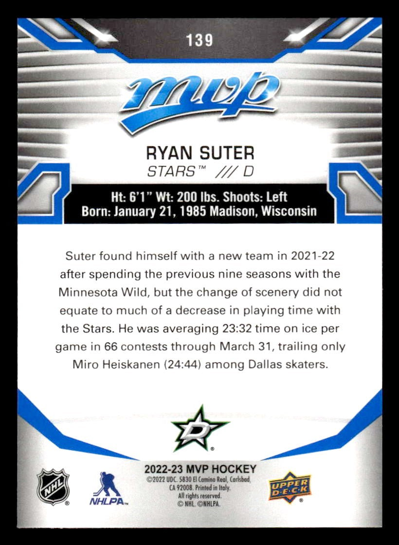 2022-23 Upper Deck MVP #139 Ryan Suter Blue Script