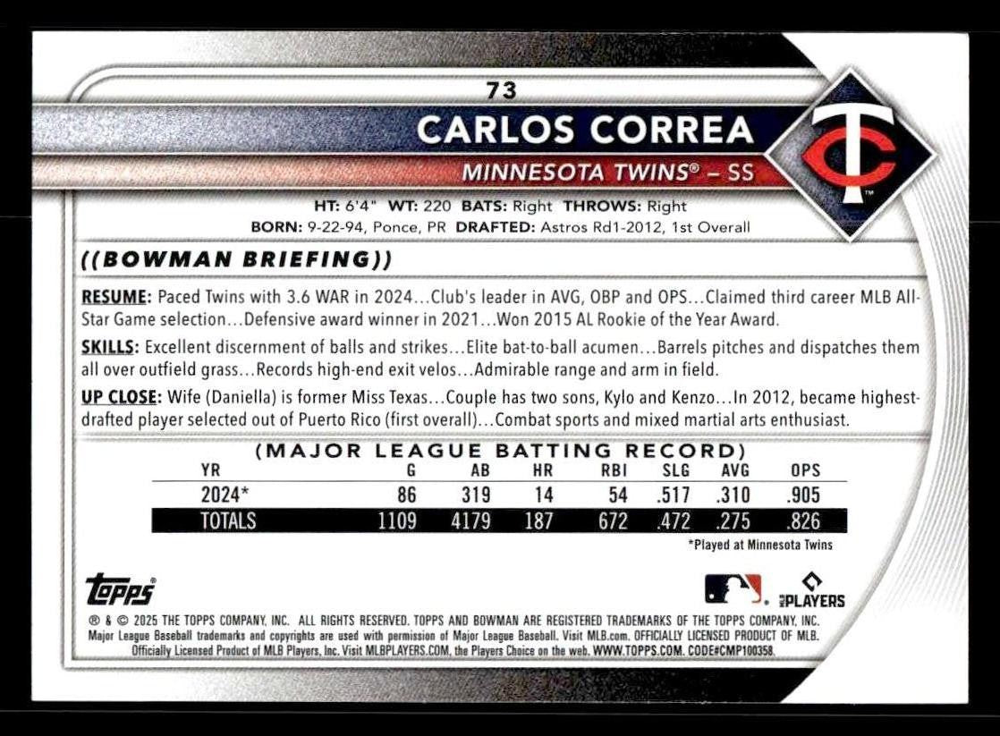 2025 Bowman #73 Carlos Correa