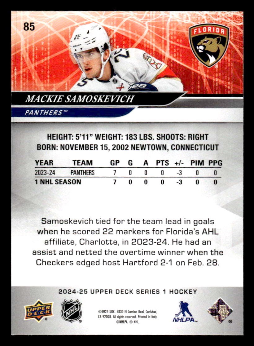 2024-25 Upper Deck #85 Mackie Samoskevich
