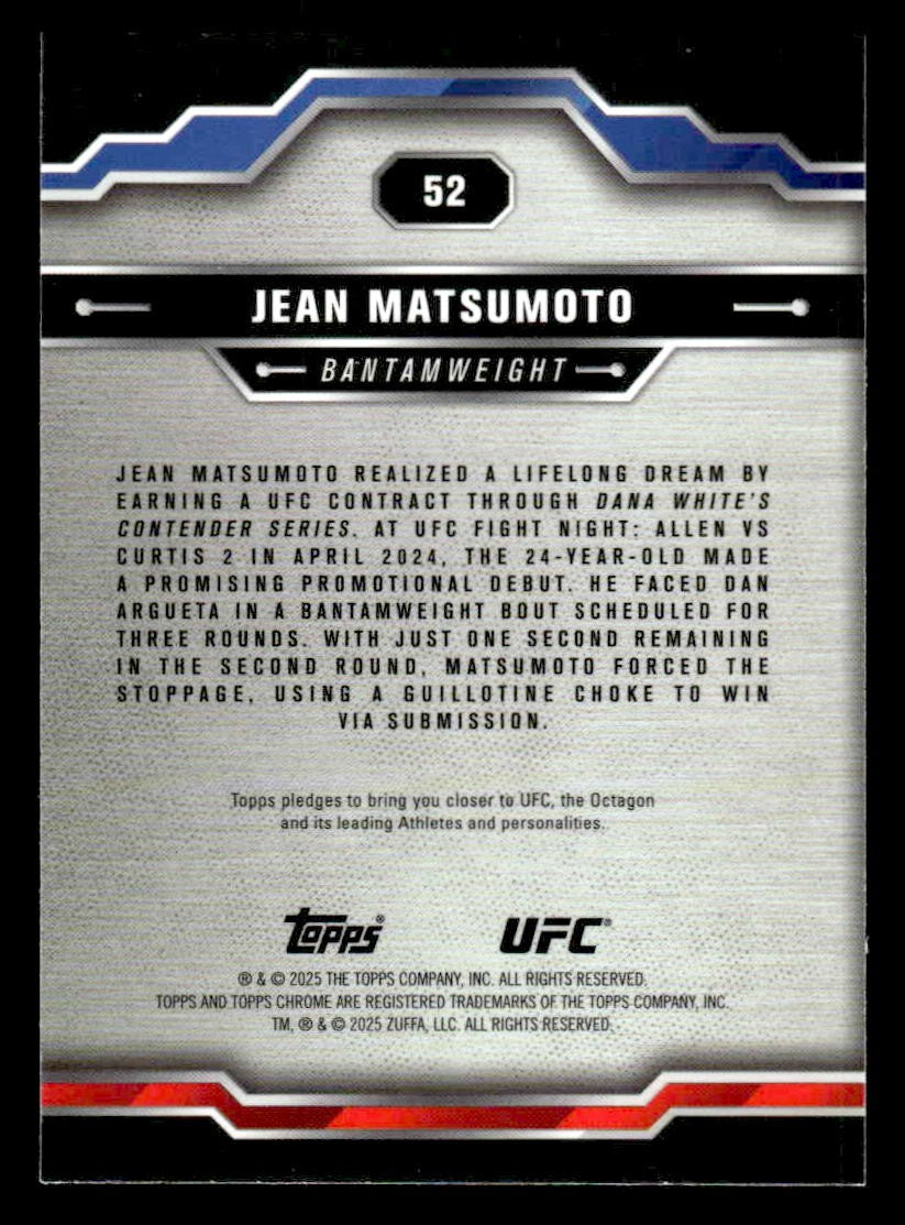 2025 Topps Chrome UFC #52 Jean Matsumoto X-Fractor