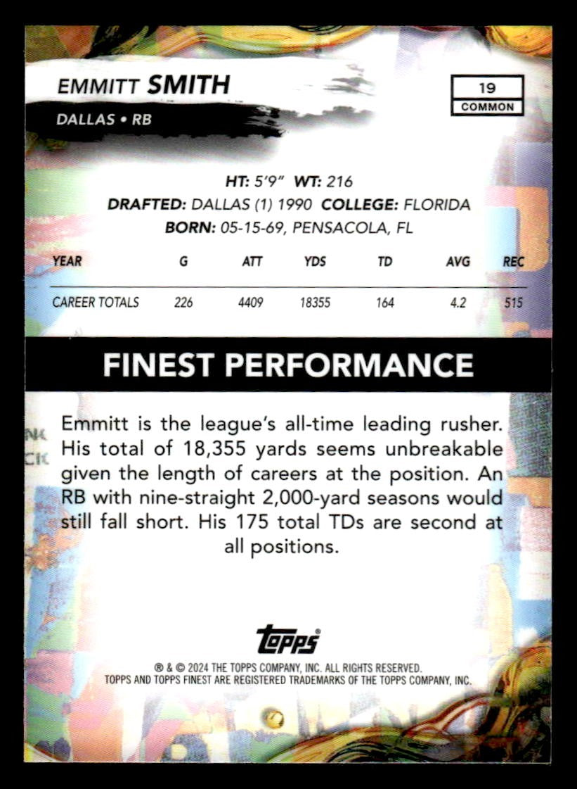 2024 Finest #19 Emmitt Smith