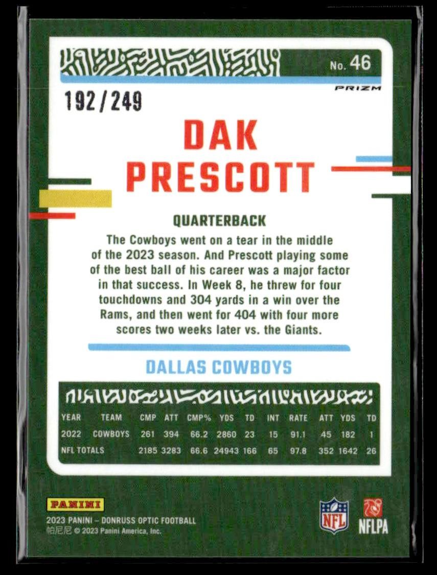 2023 Donruss Optic #46 Dak Prescott Orange #/249