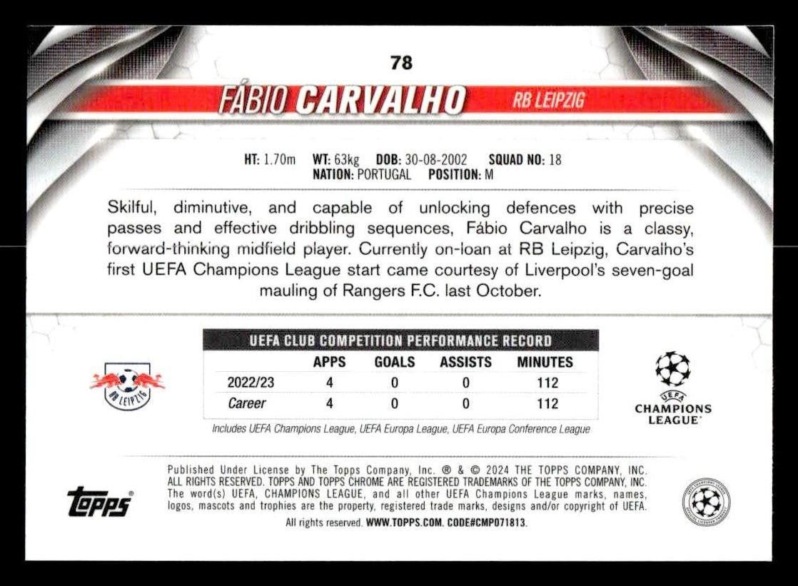 2023-24 Topps Chrome UEFA Club Competitions #78 Fábio Carvalho