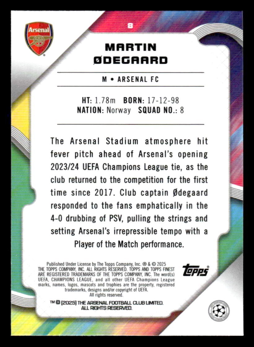 2024-25 Topps Finest UEFA Club Comp #8 Martin Odegaard
