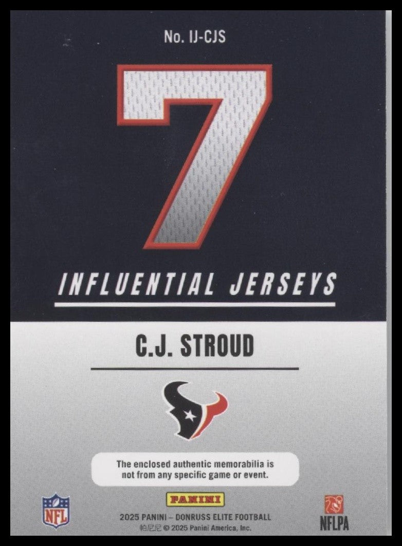 2025 Donruss Elite #IJ-CJS C.J. Stroud Influential Jerseys #/799