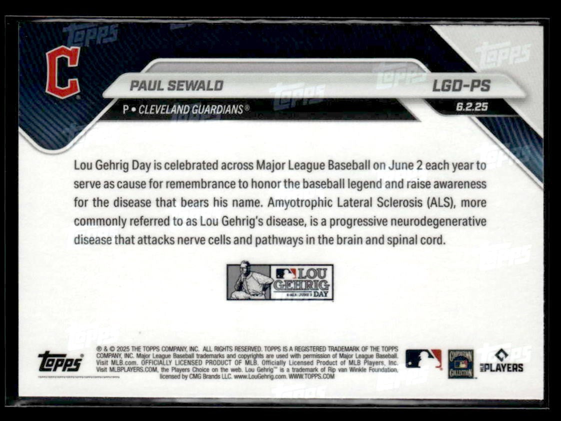 2025 Topps Now Lou Gehrig Day: Presented by Sarah Langs #LGD-PS Paul Sewald