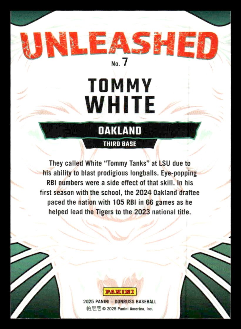 2025 Donruss #7 Tommy White Unleashed Laser
