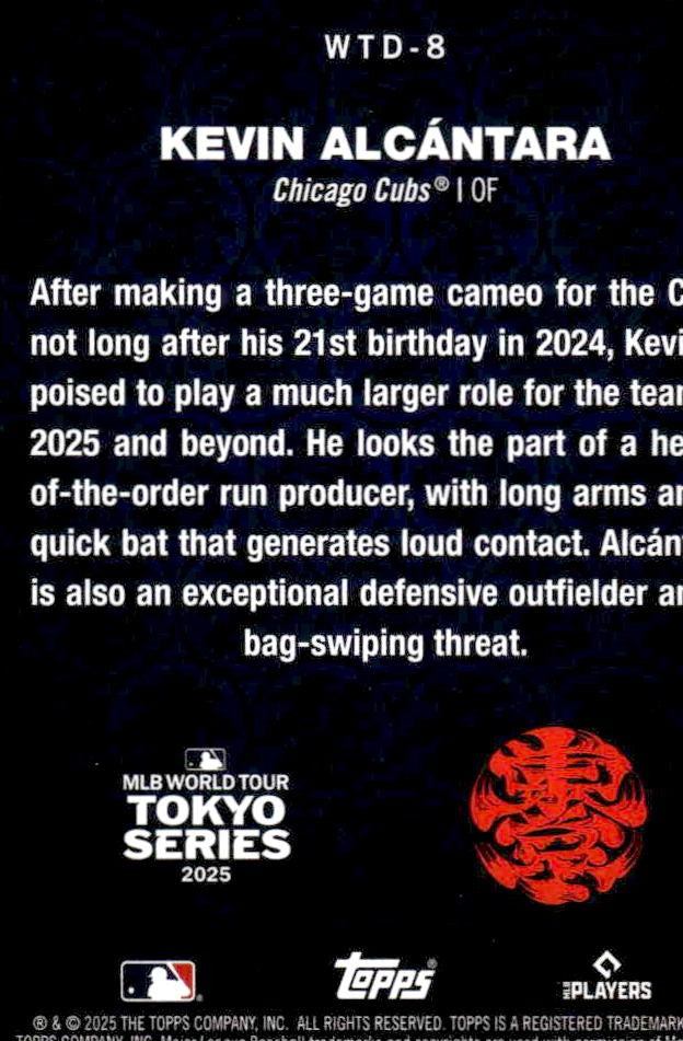 2025 Topps #WTD-8 Kevin Alcántara World Tour Domination