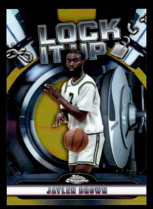 2024-25 Topps Chrome #LIU-1 Jaylen Brown Lock it Up Gold Refractor #/50