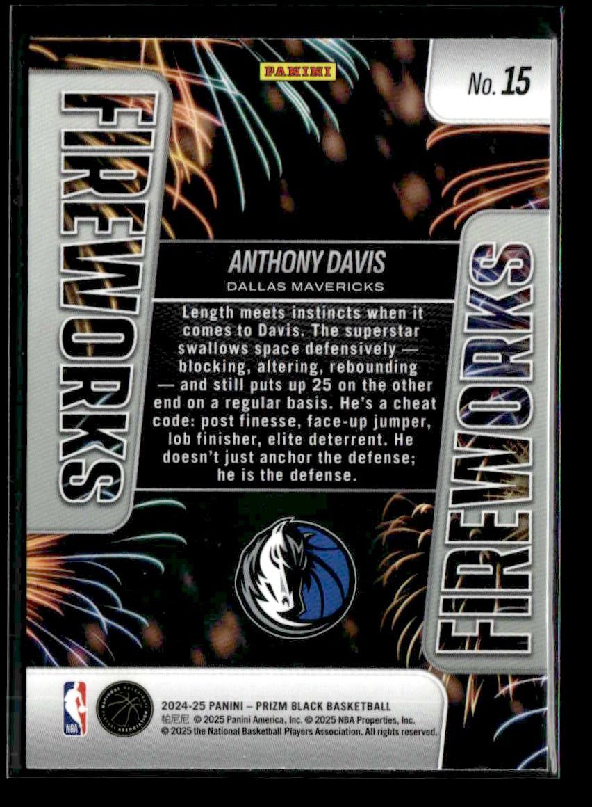 2024-25 Panini Prizm Black #15 Anthony Davis Fireworks