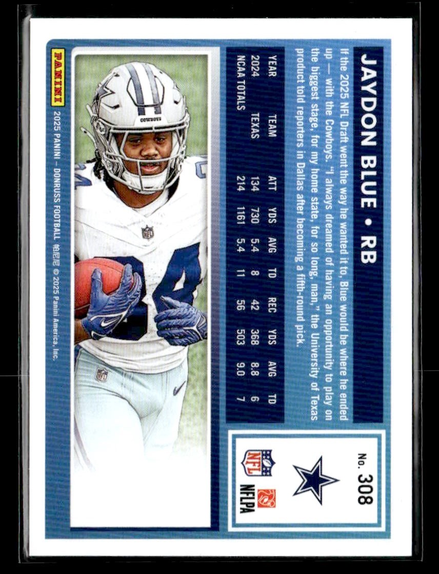 2025 Donruss #308 Jaydon Blue Rated Rookie Silver Press Proof #070/199