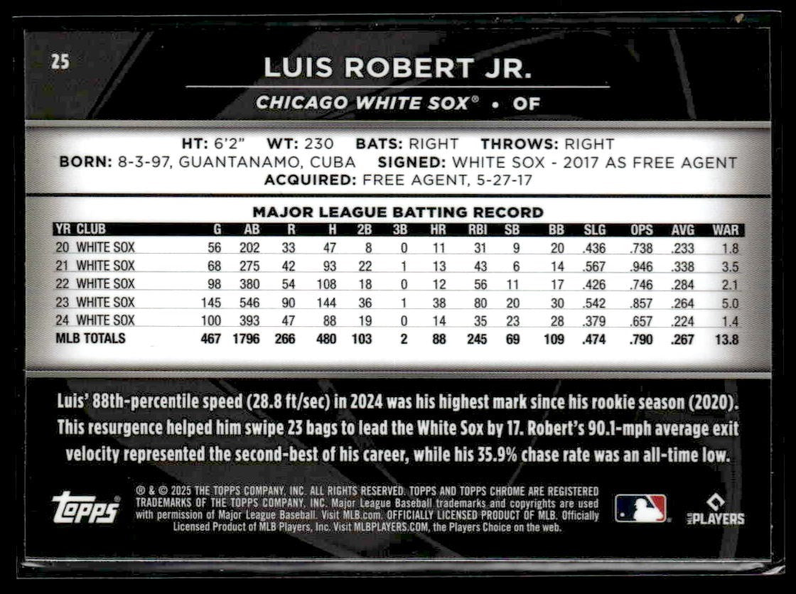 2025 Topps Chrome Black #25 Luis Robert Jr.