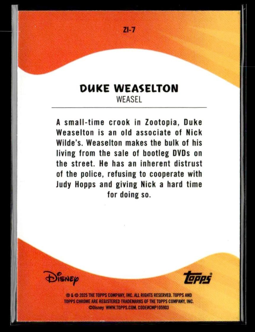 π Duke Weaselton β 2025 Topps Chrome Disney Zootopia #ZI-7 π