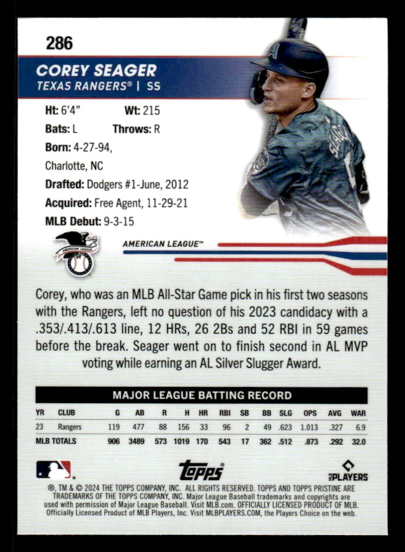 2024 Topps Pristine #286 Corey Seager All-Star Game
