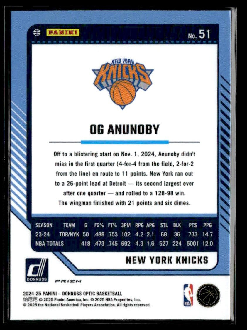 2024-25 Donruss Optic #51 OG Anunoby Red International