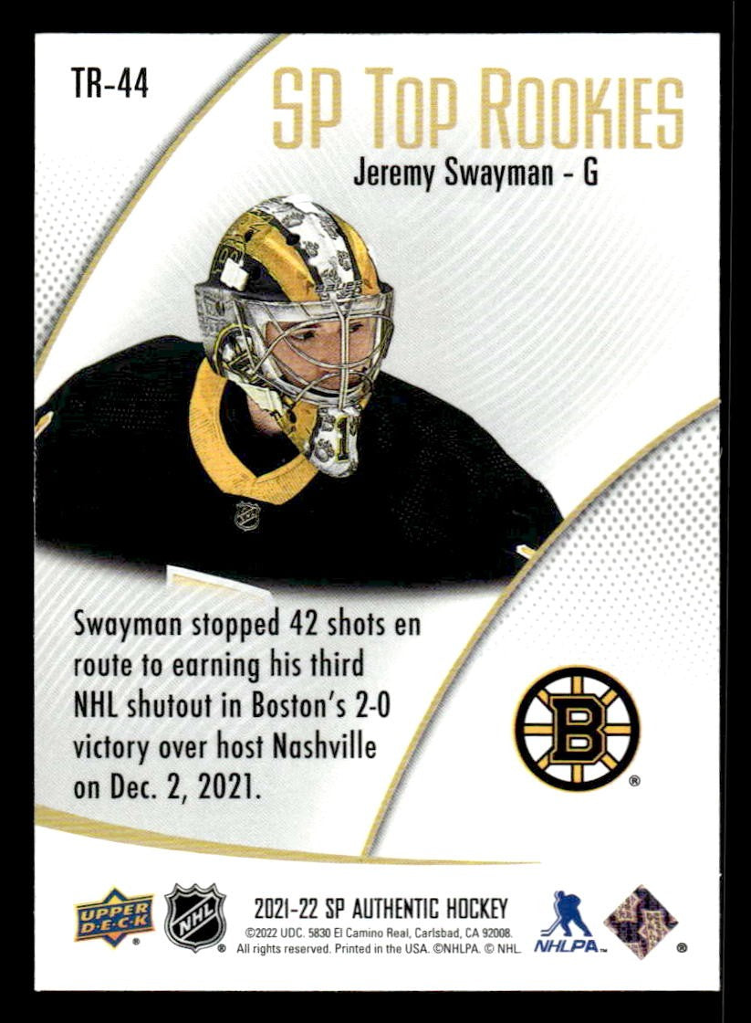 2021-22 SP Authentic #TR-44 Jeremy Swayman SP Top Rookies