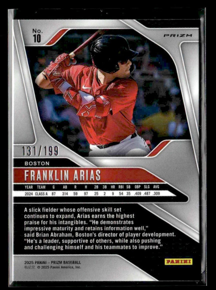 2025 Panini Prizm #10 Franklin Arias Blue Prizm #/199