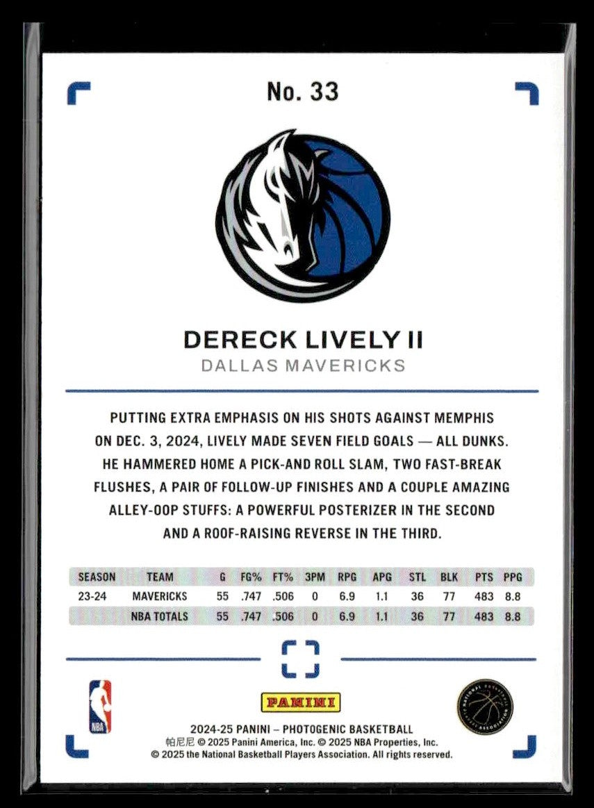 2024-25 Panini PhotoGenic #33 Dereck Lively II
