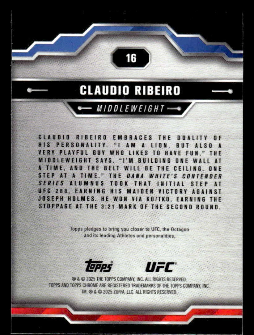 2025 Topps Chrome UFC #16 Claudio Ribeiro