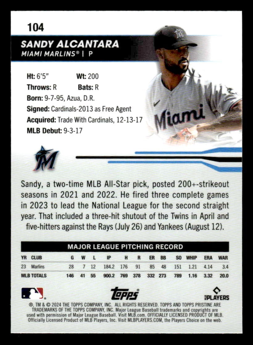 2024 Topps Pristine #104 Sandy Alcantara