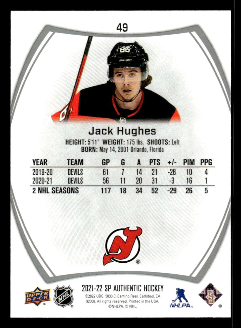 2021-22 SP #49 Jack Hughes