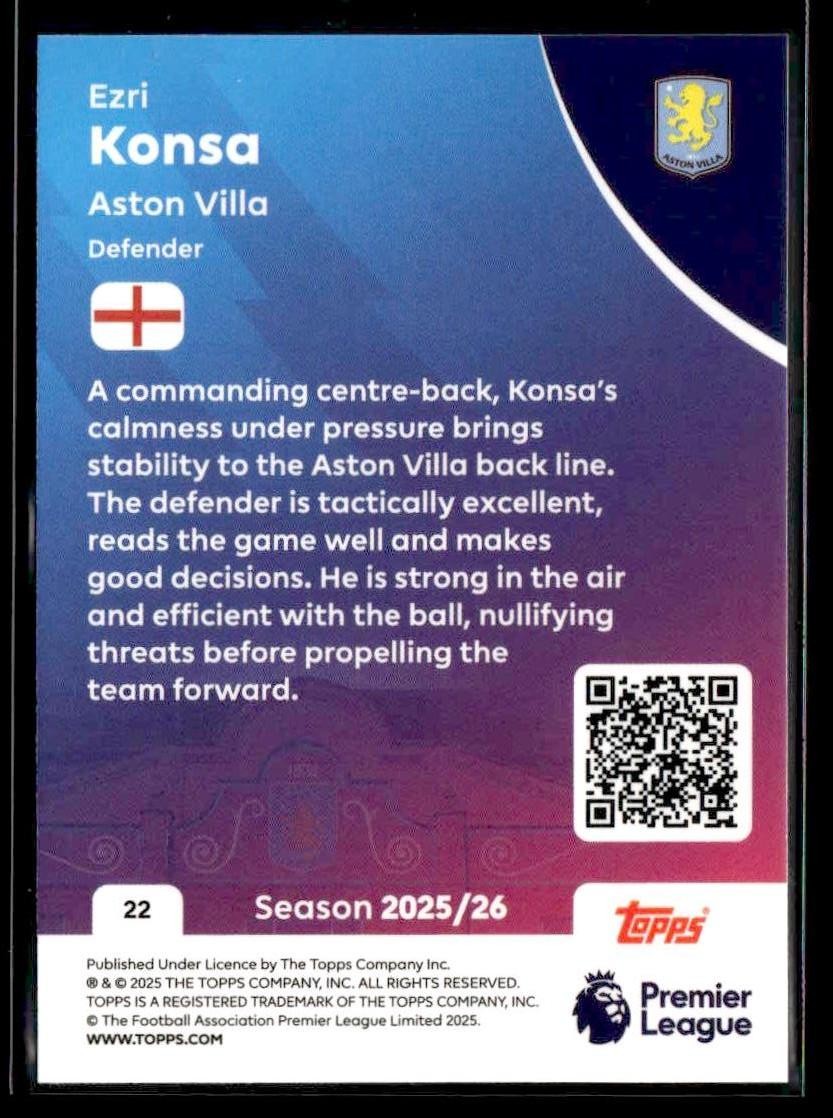 2025-26 Topps Premier League #22 Ezri Konsa