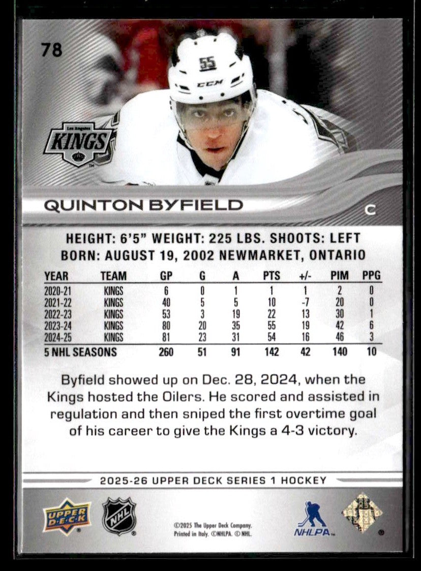 2025-26 Upper Deck #78 Quinton Byfield