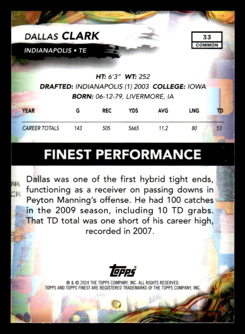 2024 Finest #33 Dallas Clark