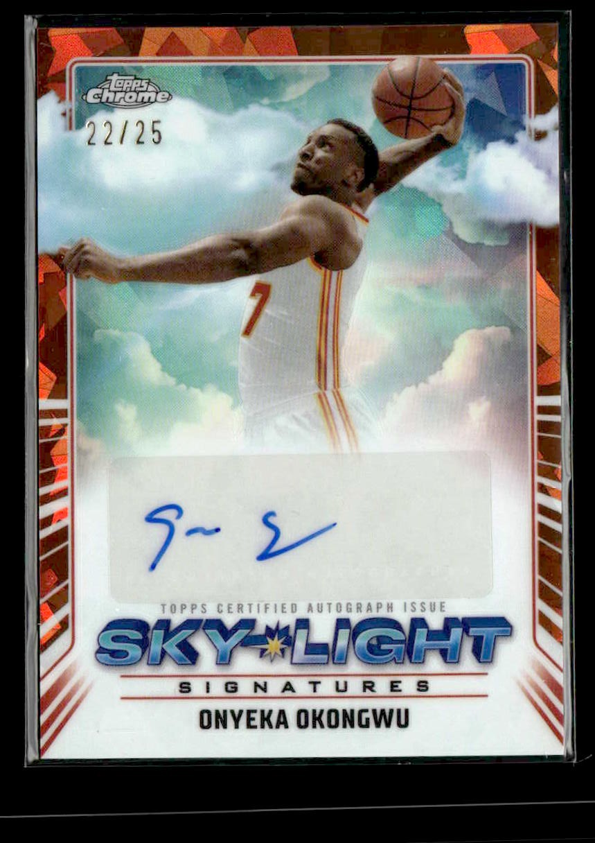 2024-25 Chrome Sapphire #SLS-OO Onyeka Okongwu Sky-Light Sigs Orange #22/25