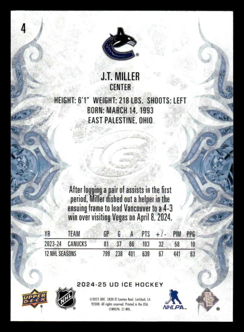 2024-25 Upper Deck Ice #4 J.T. Miller