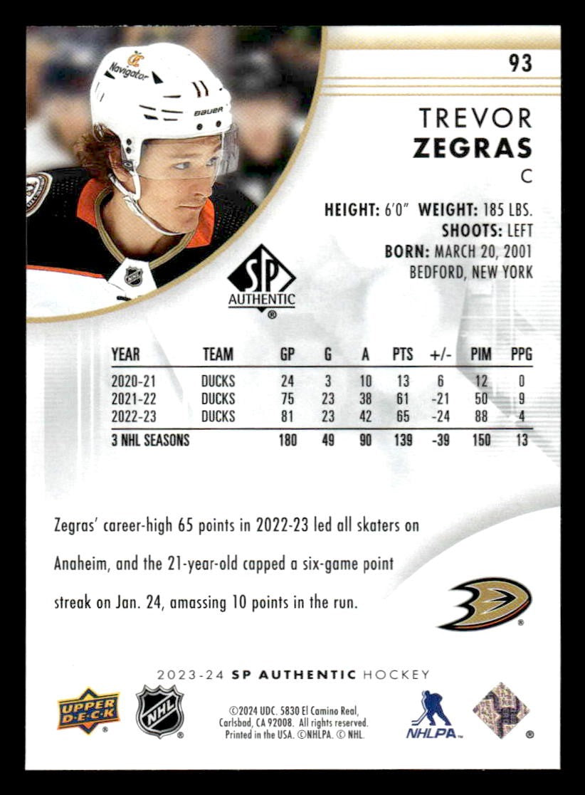 2023-24 SP #93 Trevor Zegras