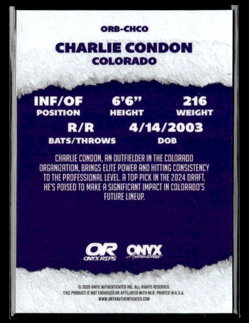 2025 Onyx Rips #ORB-CHCO Charlie Condon Refractor