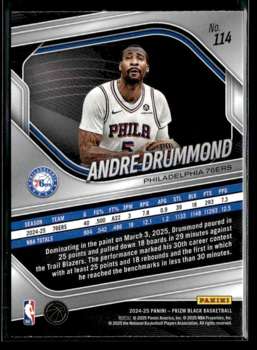 2024-25 Panini Prizm Black #114 Andre Drummond
