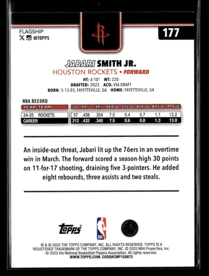 2025-26 Topps #177 Jabari Smith Jr.