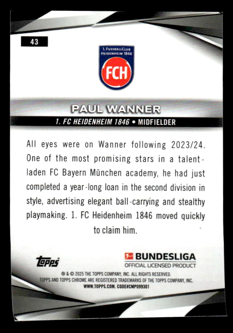 2025 Topps Sapphire Edition Bundesliga #43 Paul Wanner