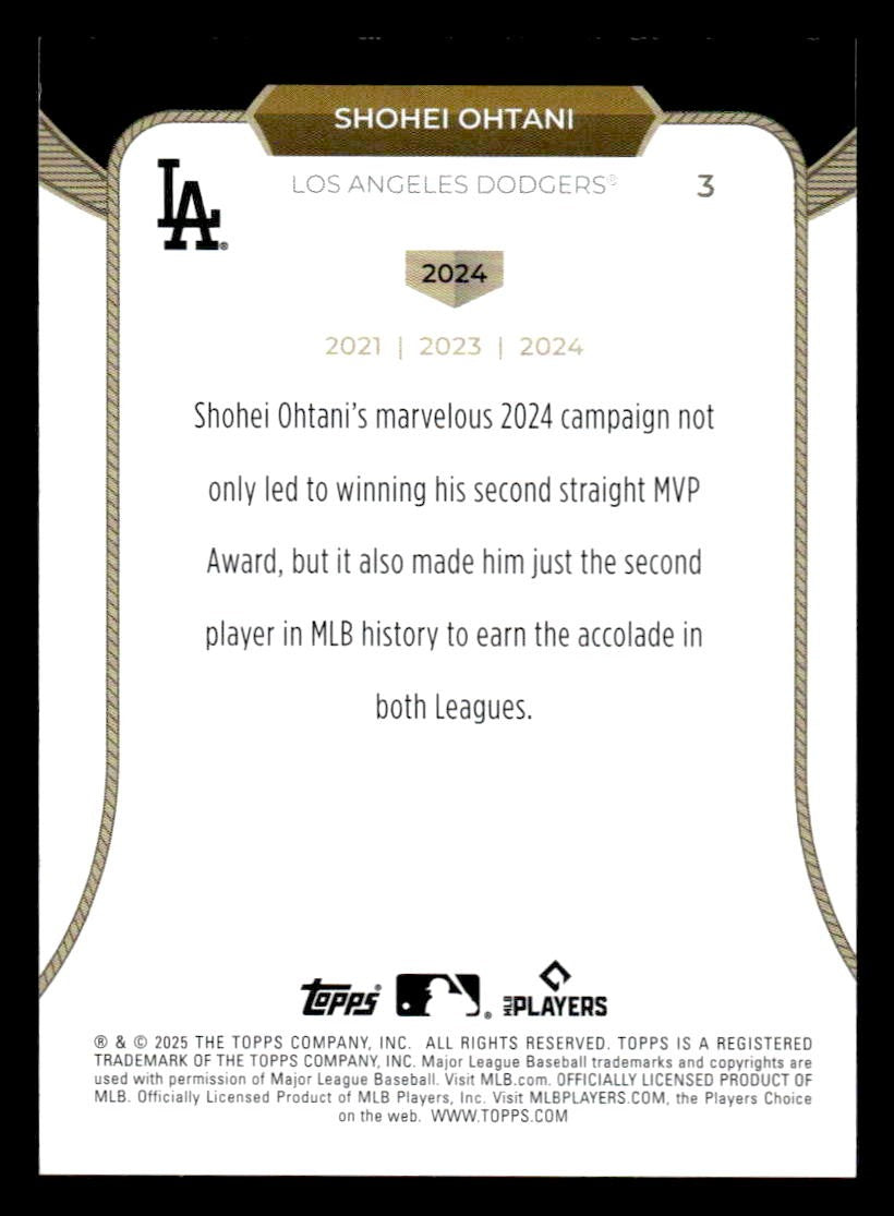 2025 Topps Welcome to the Club: 3 Times MVP #3 Shohei Ohtani