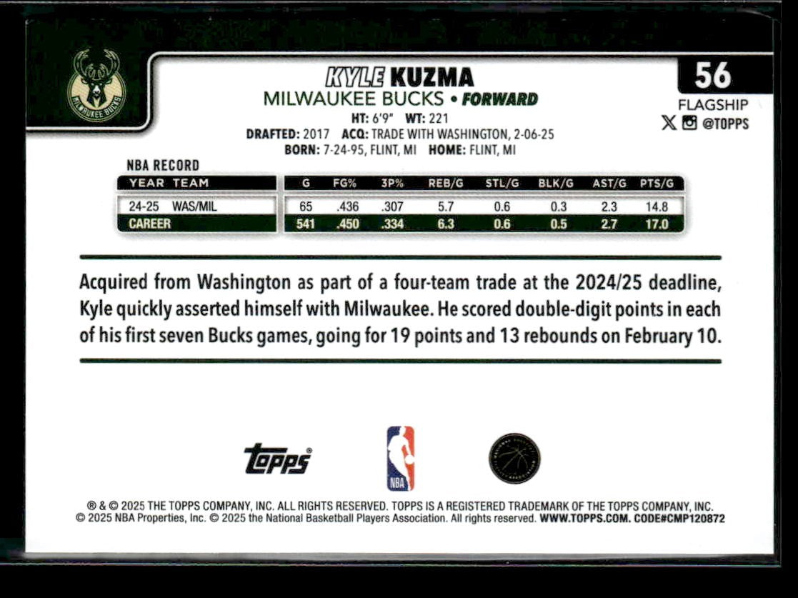 2025-26 Topps #56 Kyle Kuzma