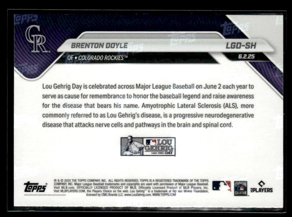 2025 Topps Now Lou Gehrig Day: Presented by Sarah Langs #LGD-SH Brenton Doyle