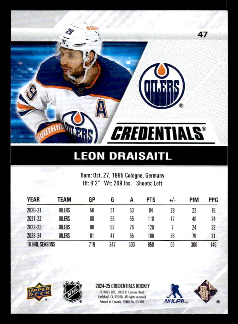 2024-25 Upper Deck Credentials #47 Leon Draisaitl
