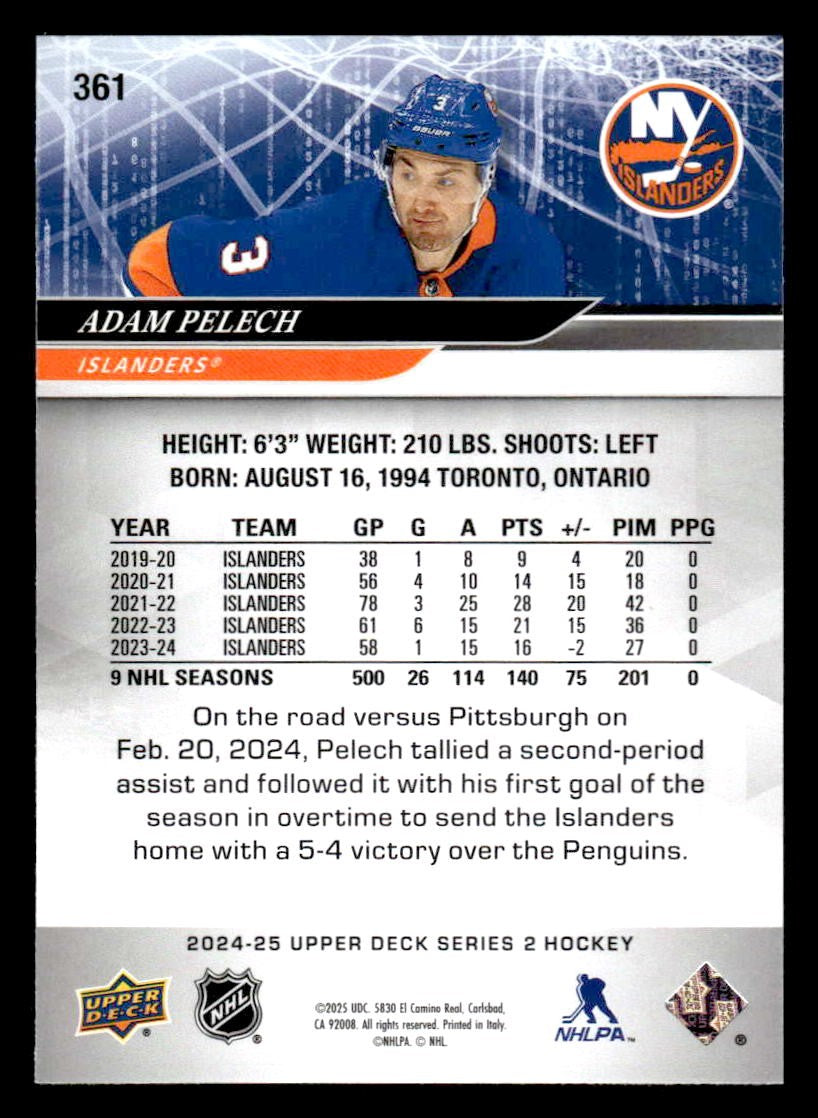 2024-25 Upper Deck #361 Adam Pelech