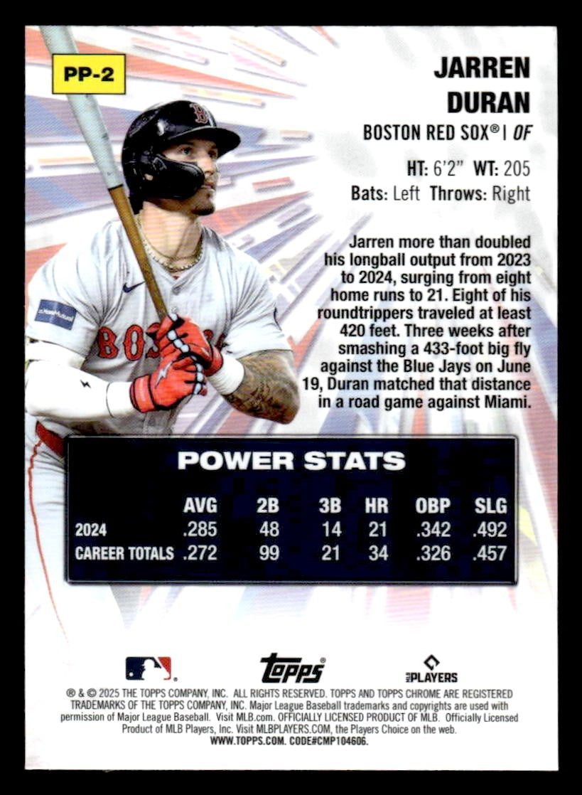 2025 Topps Chrome #PP-2 Jarren Duran Power Players