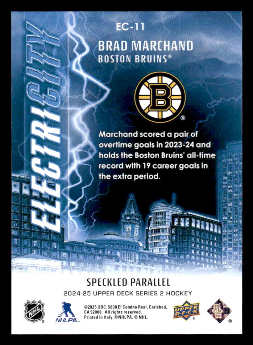 2024-25 Upper Deck #EC-11 Brad Marchand ElectriCity Speckle