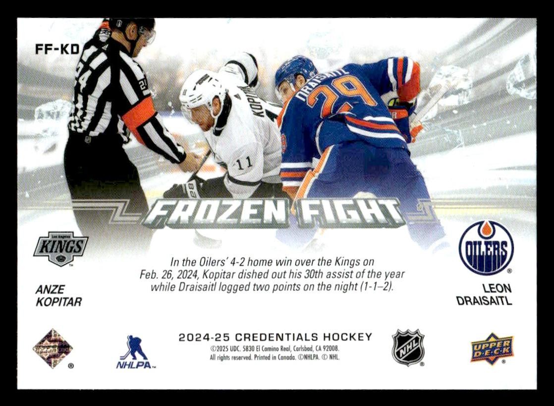 2024-25 Upper Deck Credentials #FF-KD Anze Kopitar / Leon Draisaitl Frozen Fight