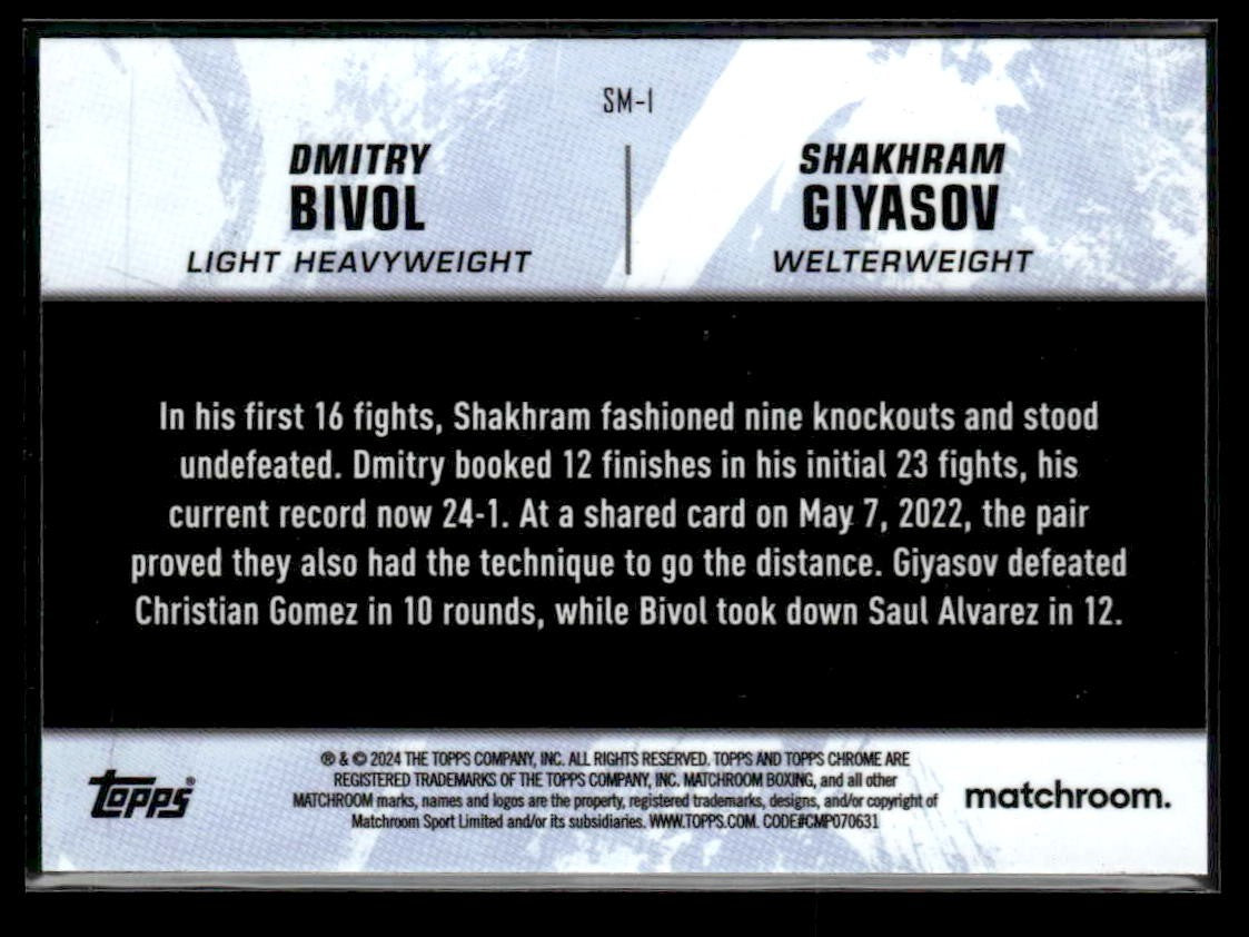 2024 Topps Chrome #SM-1 Shakhram Giyasov / Dmitry Bivol Stablemates Refractor